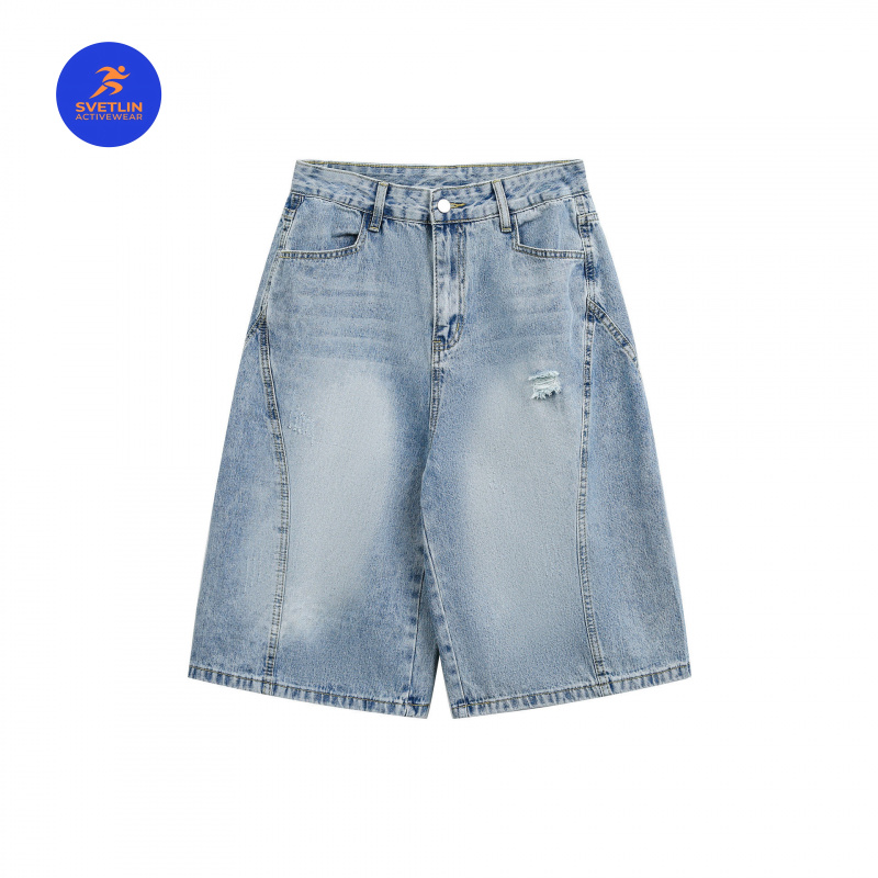Streetwear Brand Denim - MAQVOB Pantaloncini in Jeans di Lusso